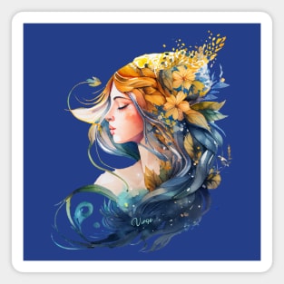 Zodiac Sign VIRGO - Watercolour Illustration of astrology Virgo Magnet